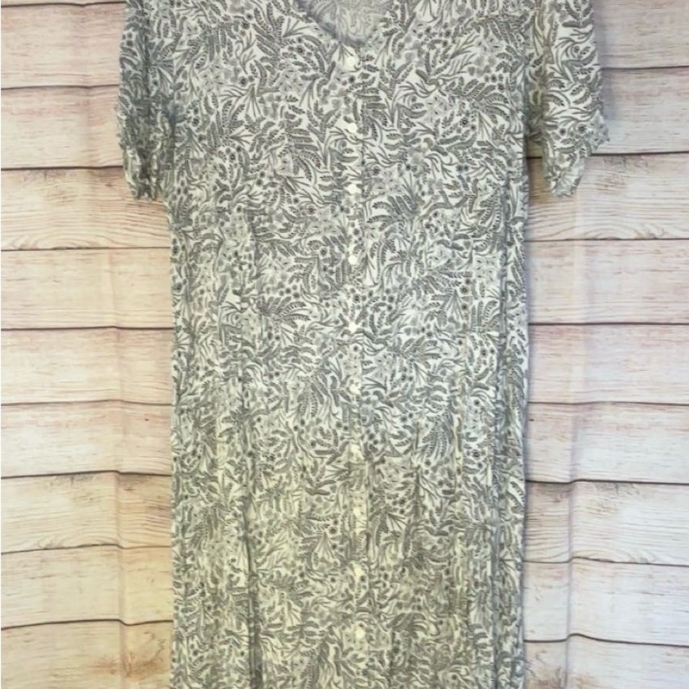 Leaf Print Short Sleeve Dress